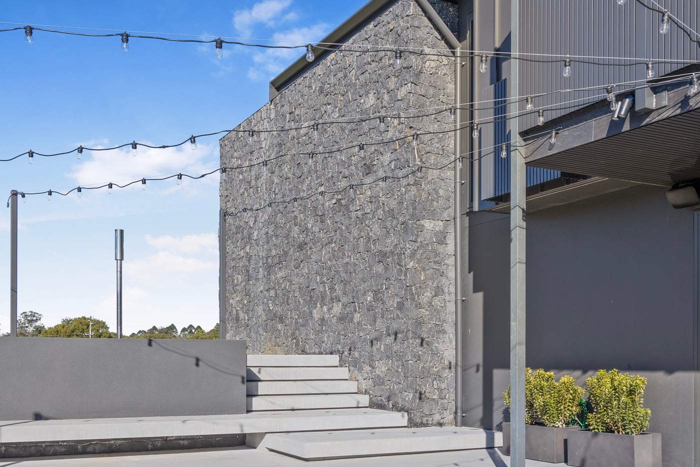 Yandina beer garden at night, a commercial outdoor entertaining space built by The QLD Group